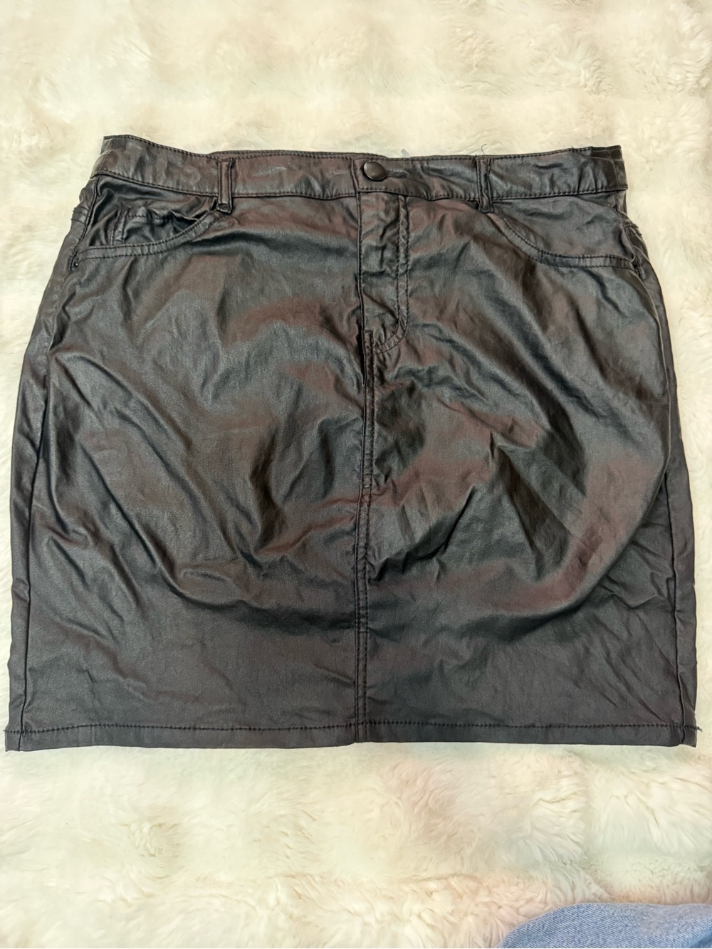 Women's Black Faux Leather Mini Skirt